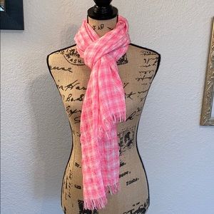 J.Crew Pink and White Plaid Scarf